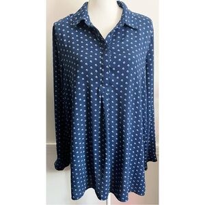 Pleione • Women's Blue Polka Dot Top